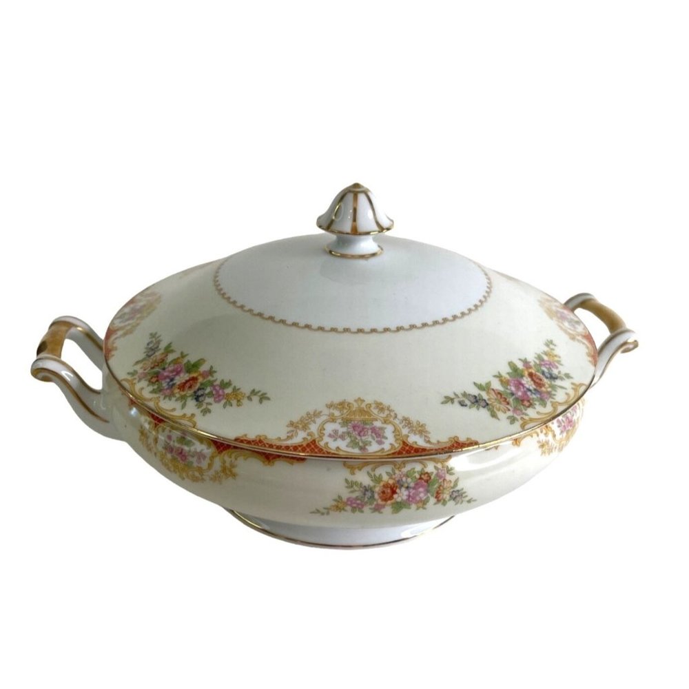 Noritake Mystery 209 Covered Vegetable Dish Japan M Stamp Vintage 10.5" x 5.5"